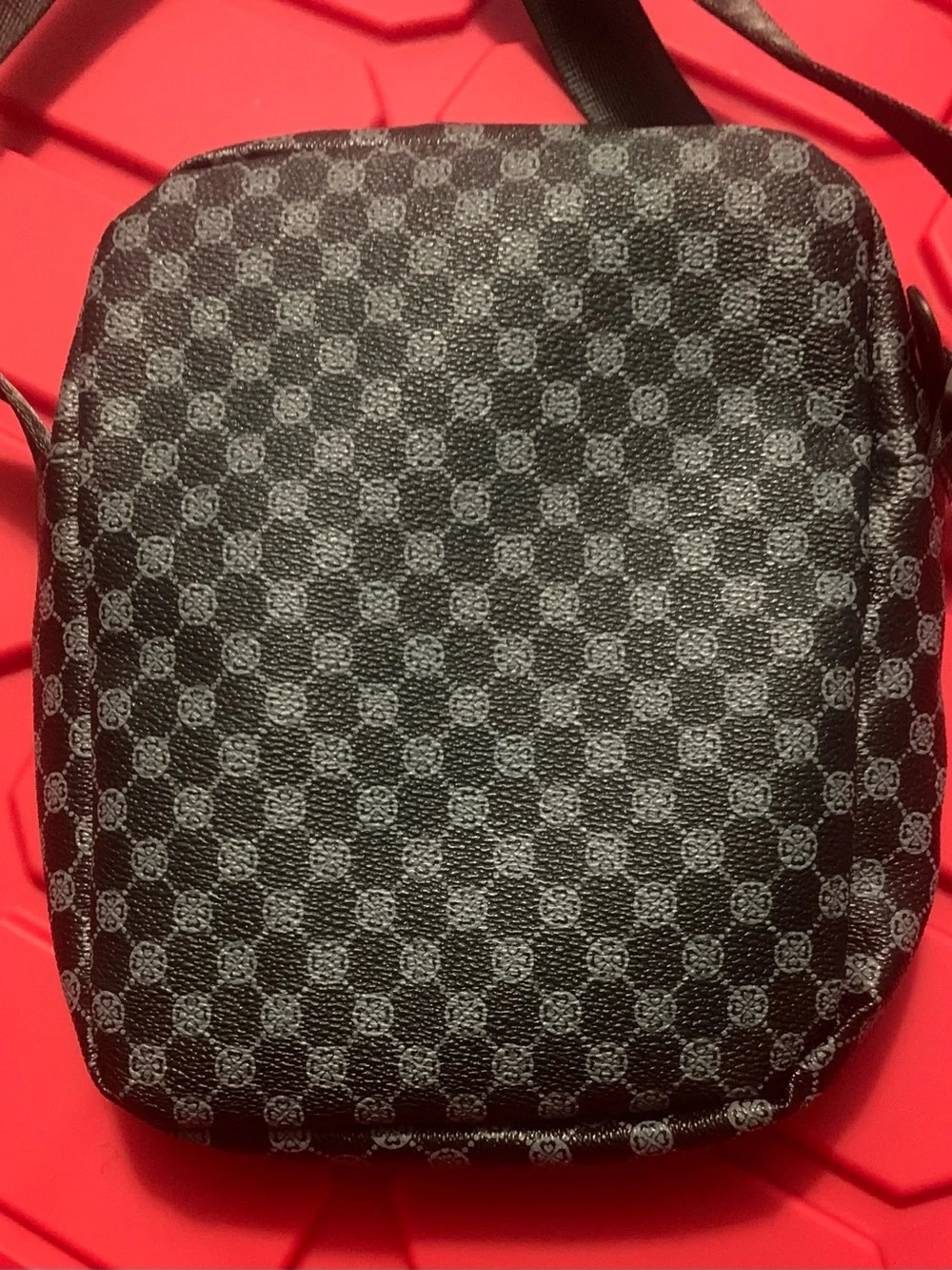 Black Patterned Crossbody Bag with Shark Tooth Graphic #crossbody #unisex backpk